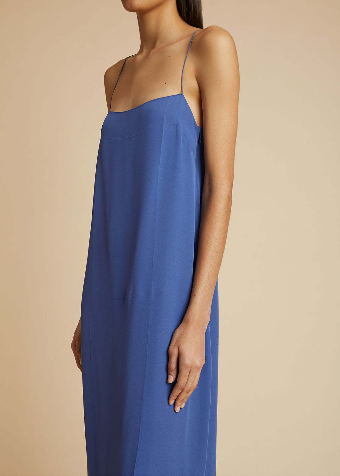Khaite Woman Midi Dress Azure Size 4 Silk In Blue