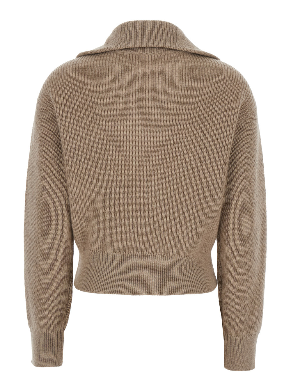 Brunello Cucinelli Beige Cardigan With Spread Collar And Monil Detail On The Front In Cashmere Woman
