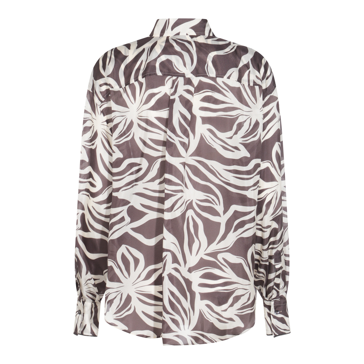 Brunello Cucinelli Collared Floral Pattern Long Sleeves Cuffed Top