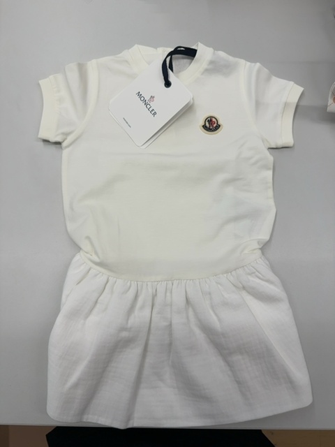Moncler Short Sleeve Dress In White