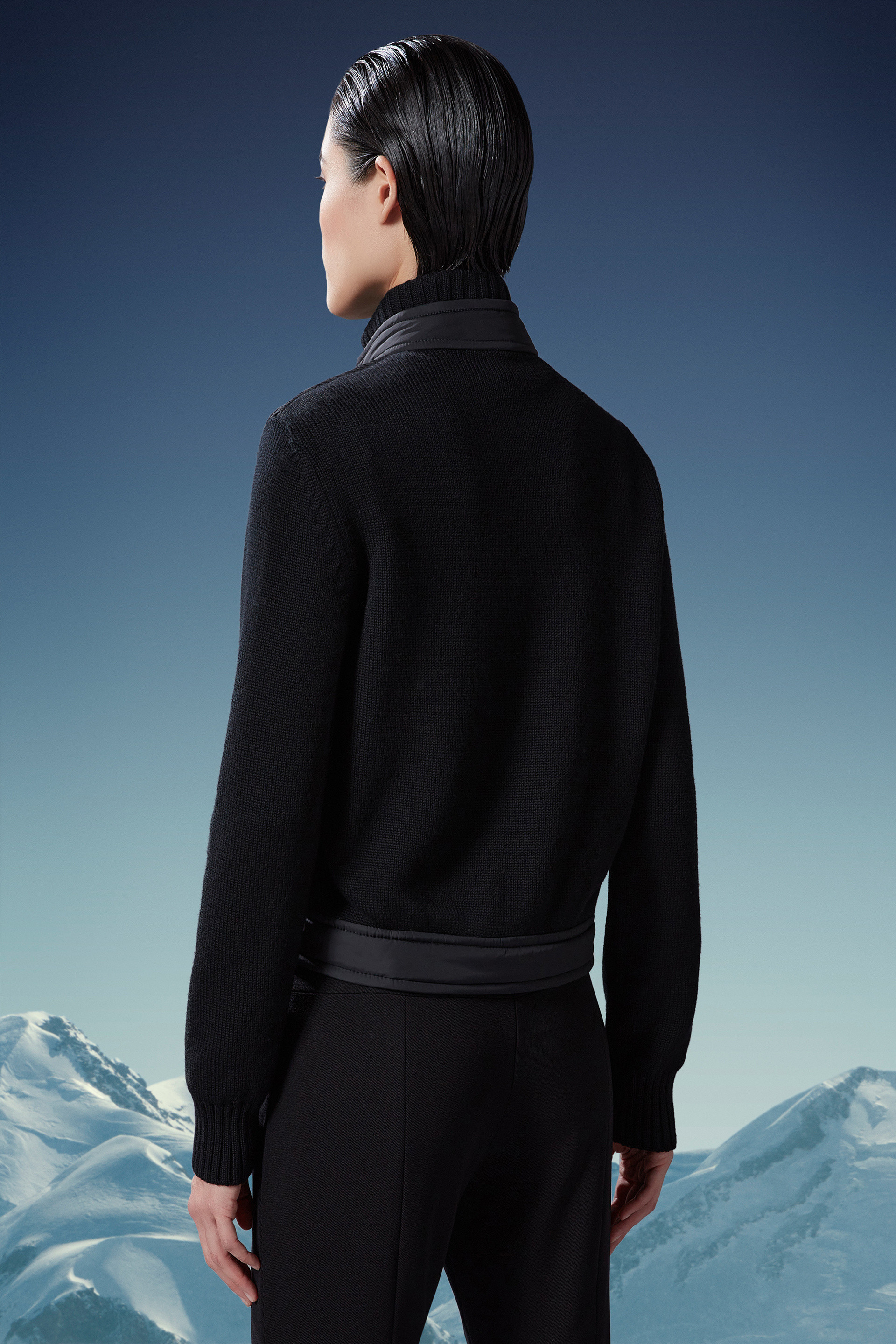 Moncler Tricot-trim Panel Insulated Jacket In Black