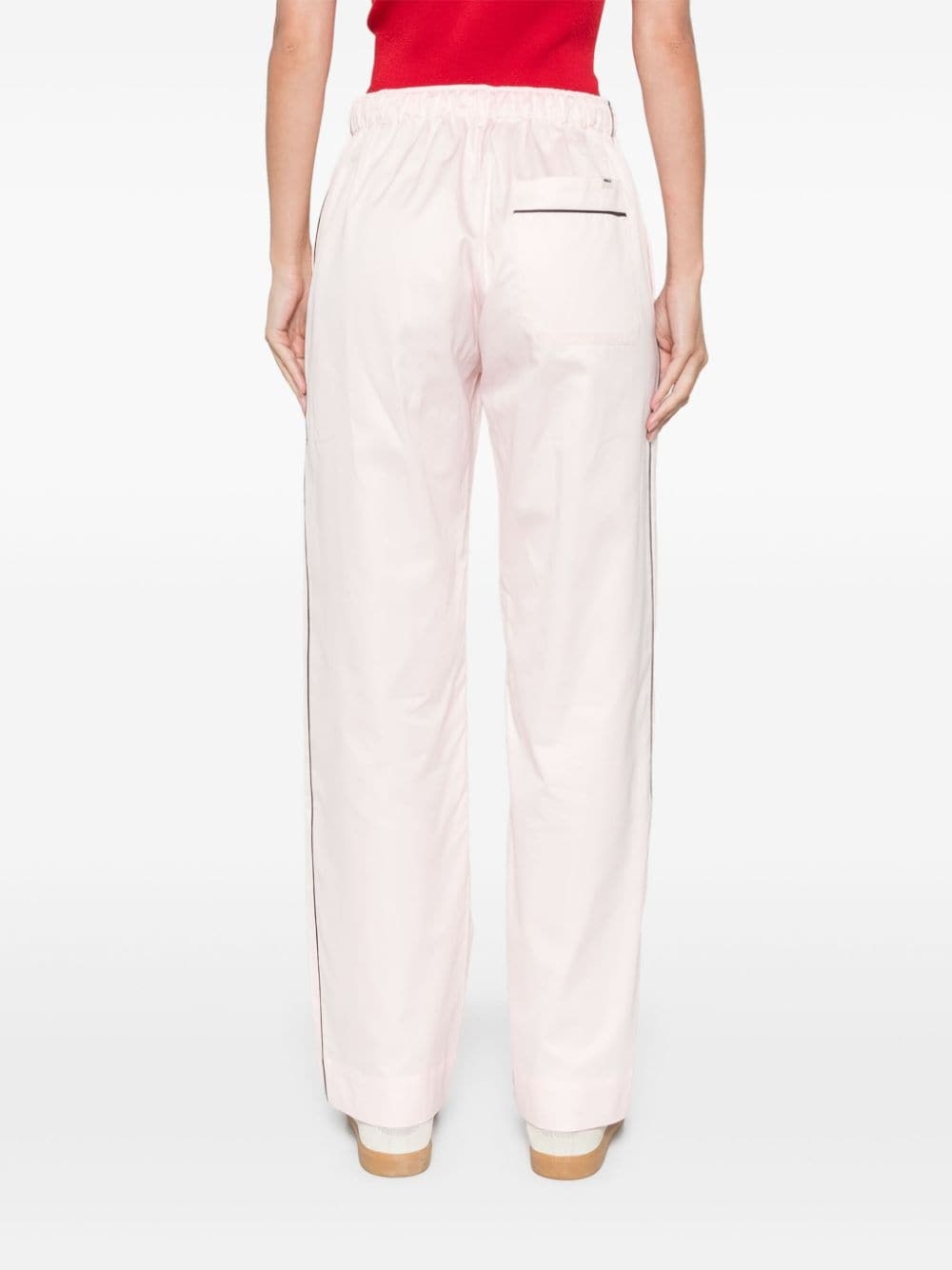 Tekla Wide Leg Satin Pajama Bottoms With Side Stripe In Pink