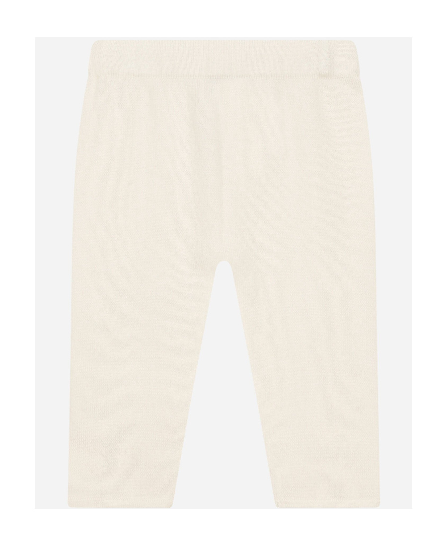 Dolce & Gabbana Gold-tone Logo-lettering Cashmere Leggings In White