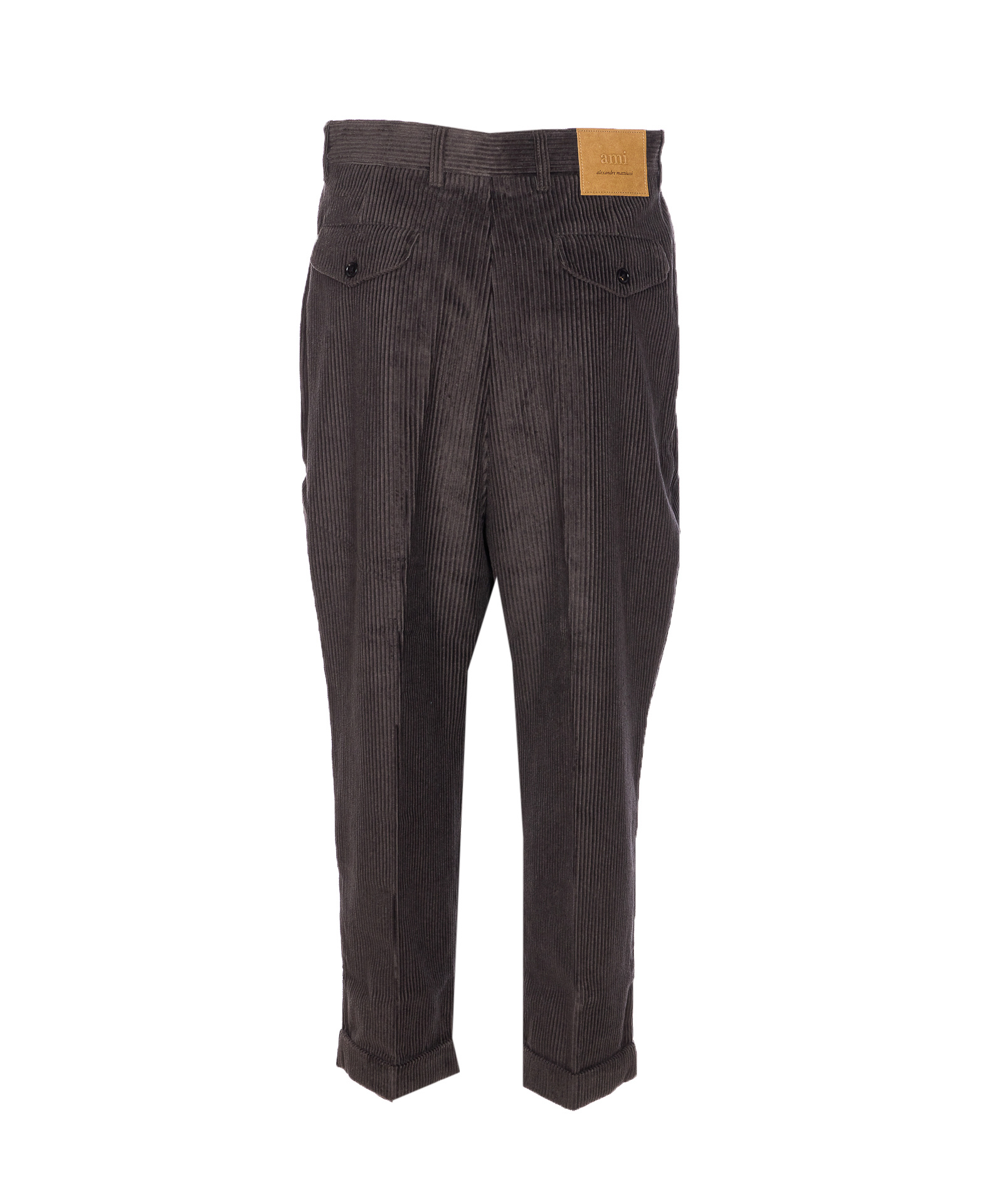 Ami Alexandre Mattiussi Textured Velvet Effect Trousers With 5 Pockets In Brown