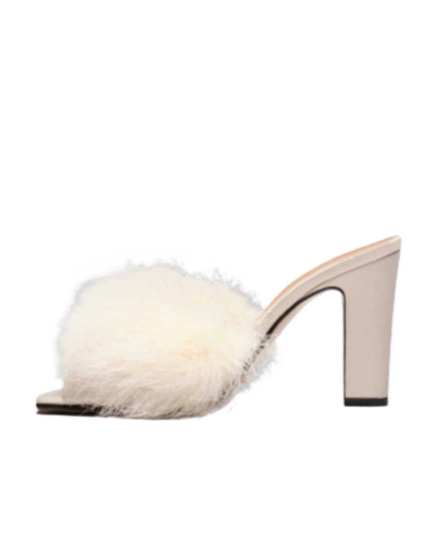 Maison Margiela 90mm Feather-embellished Mules In White