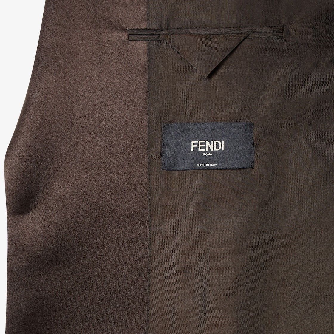 Fendi Tailored Wool Blazer Notch Lapel In Brown