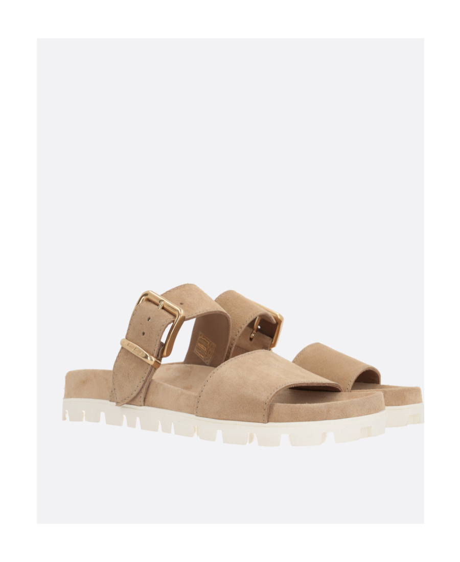Miu Miu Buckled-strap Suede Sandals In Nude