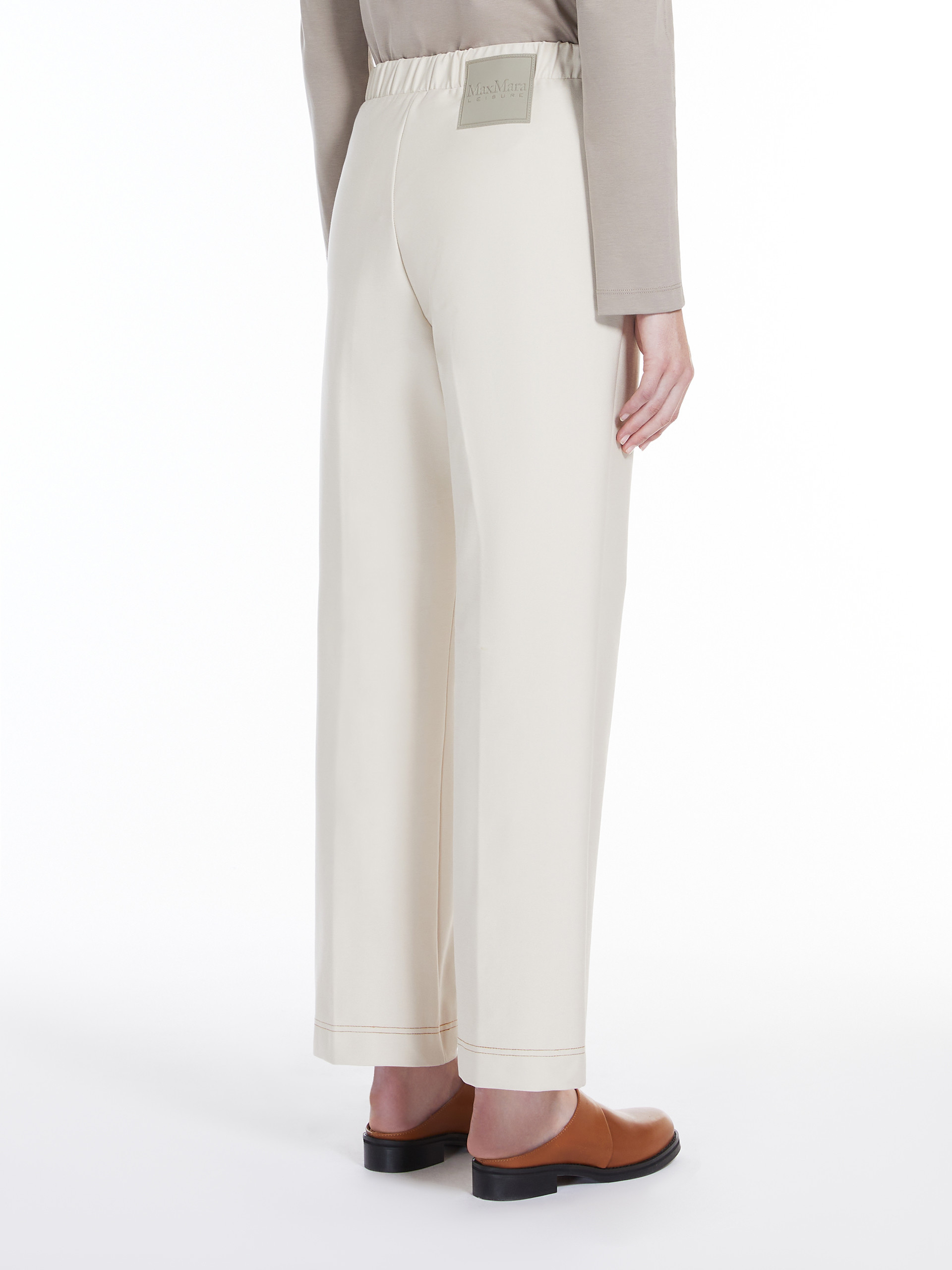 Max Mara Denim Effect Knitted Pants In White