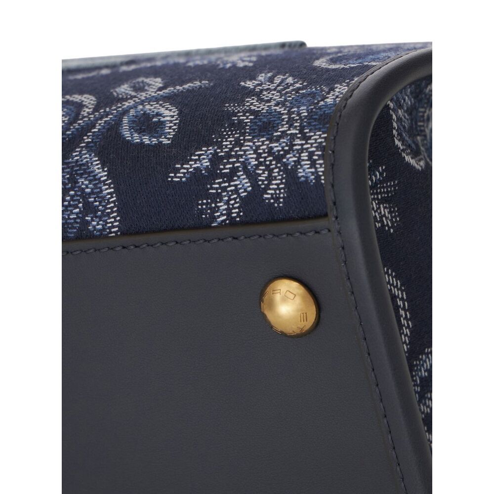 Etro Logo-embroidered Jacquard Tote Bag In Black