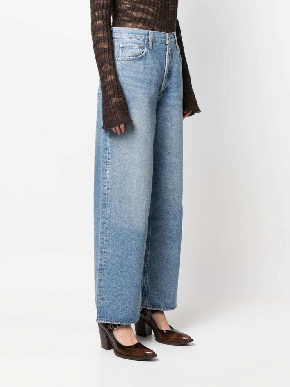 Agolde Low Slung Puddle Straight Leg Jeans In Blue