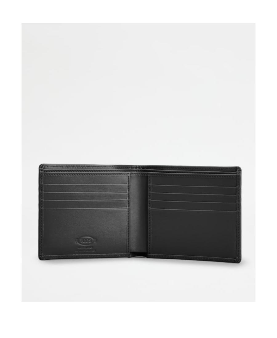Tod's Logo-plaque Leather Bi-fold Wallet In Black