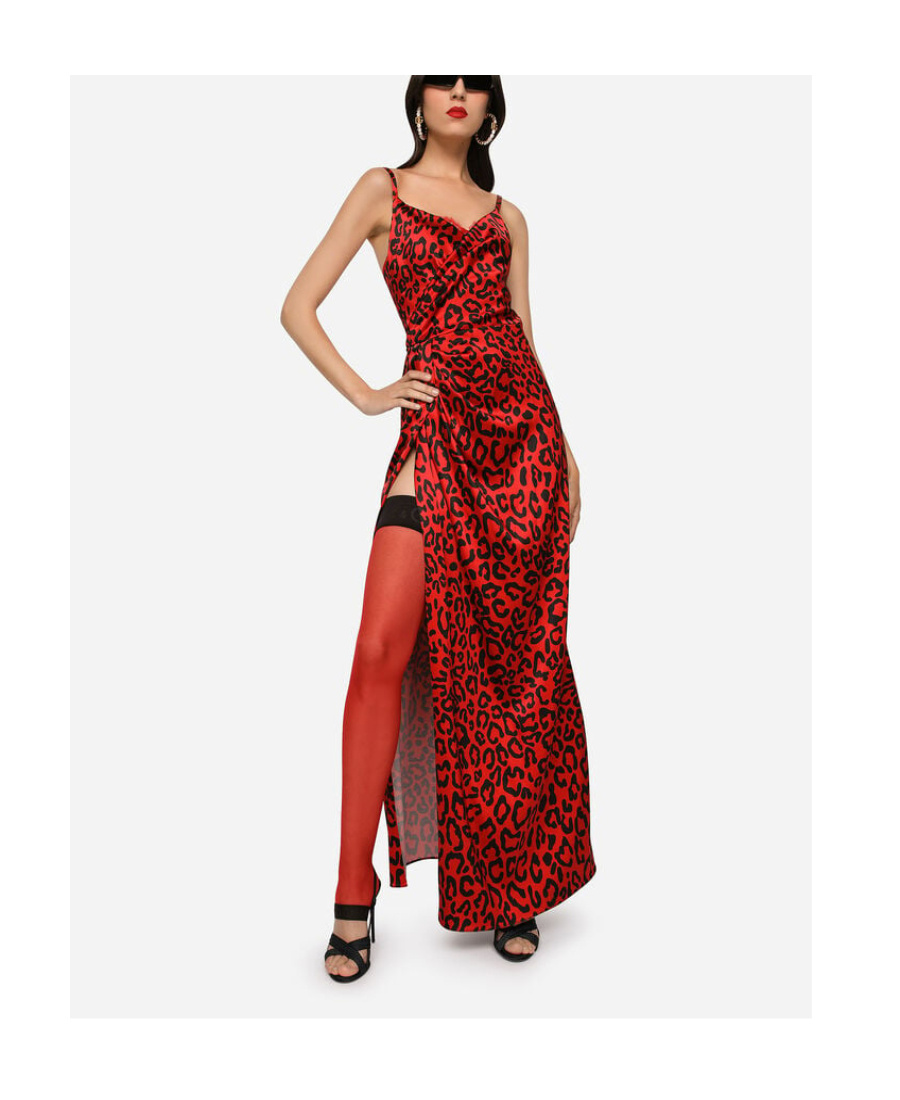 Dolce & Gabbana Leopard-print Maxi Dress In Red