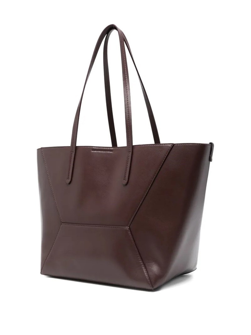 Brunello Cucinelli Bc Duo Leather Tote Bag In Burgundy