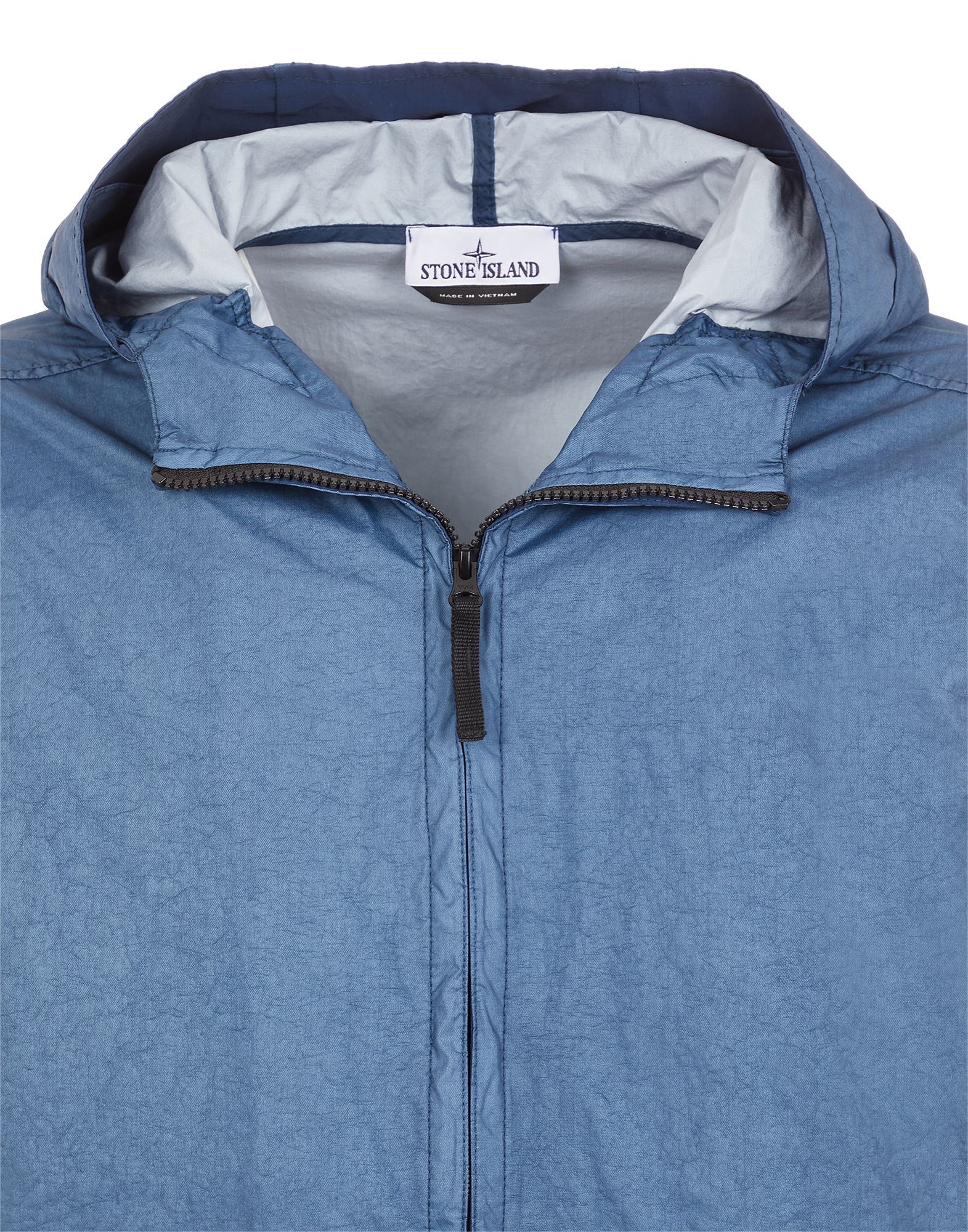 Stone Island Quilted Hooded Jacket With Two Front Pockets In Blue