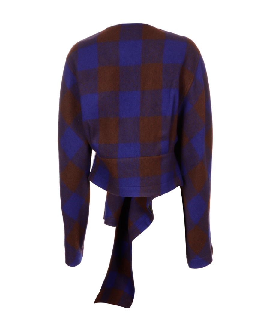 Lemaire Check-print Wool Wrap Blouse In Multi