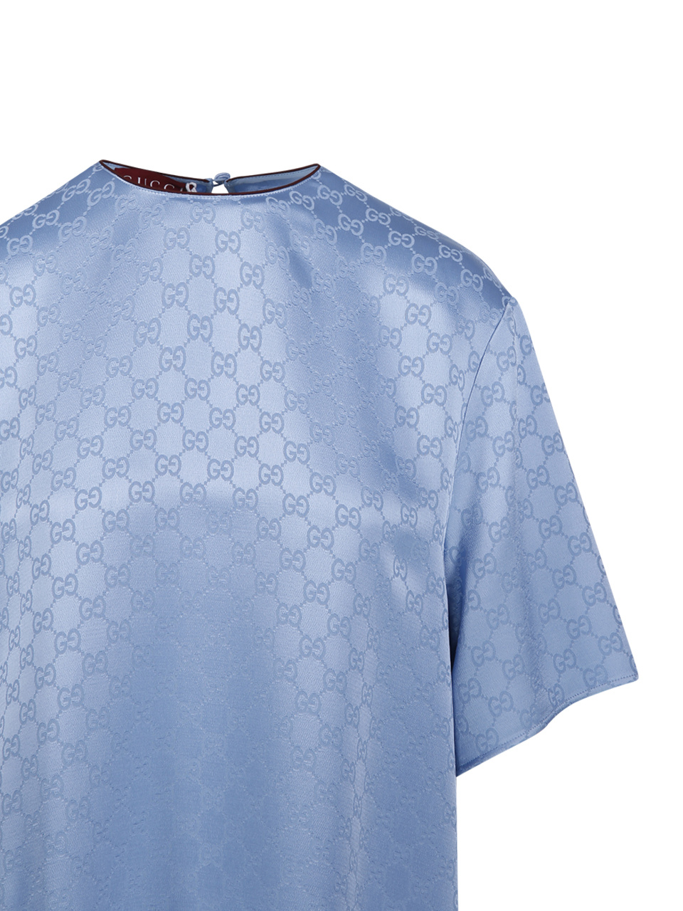 Gucci Light Blue Gg Satin Top In Gray