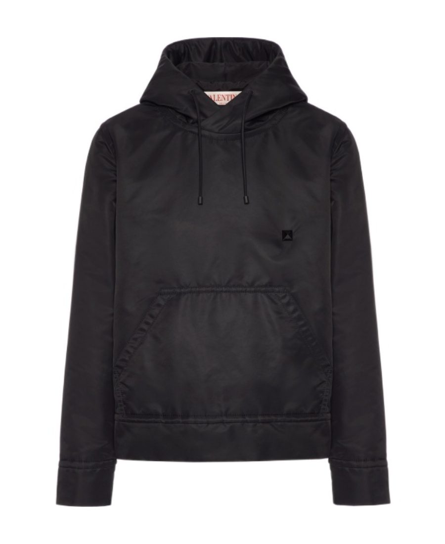 VALENTINO VALENTINO STUD DETAILED DRAWSTRING HOODIE