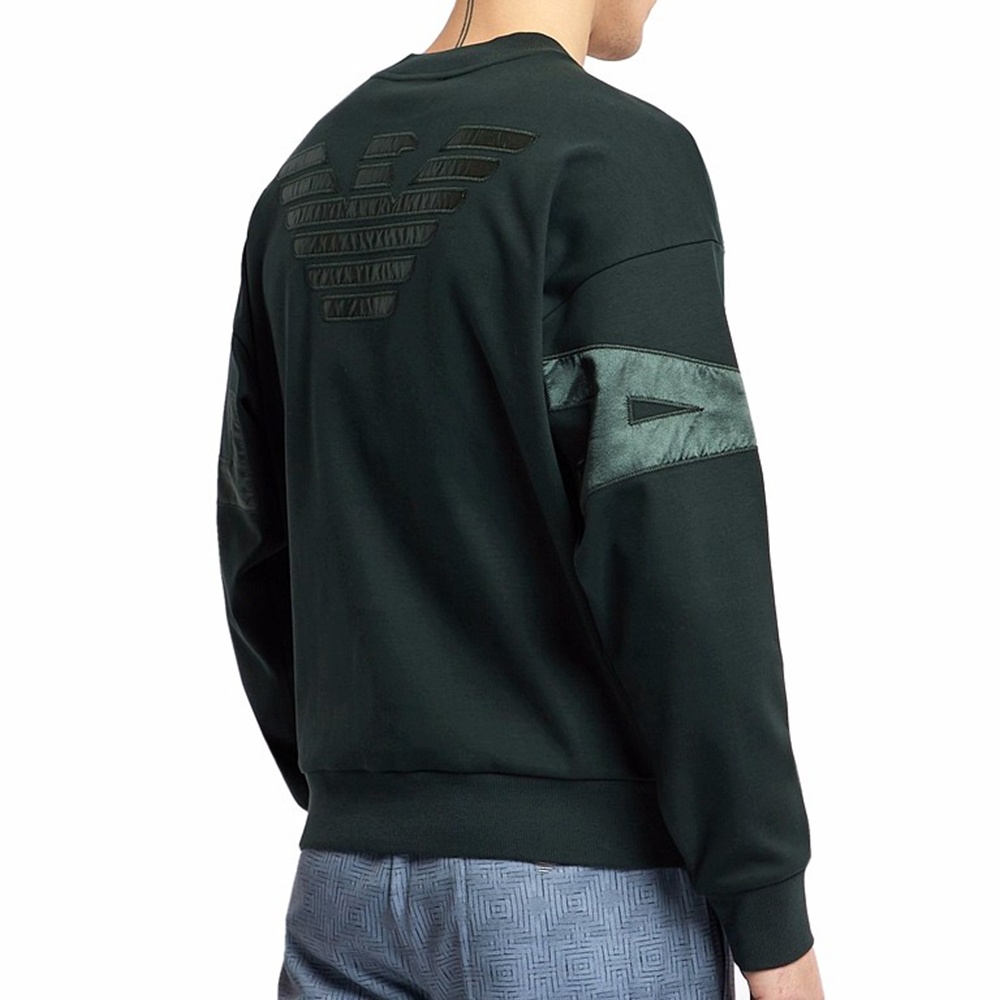 Emporio Armani Round Collar Long Sleeve Sweater In Black