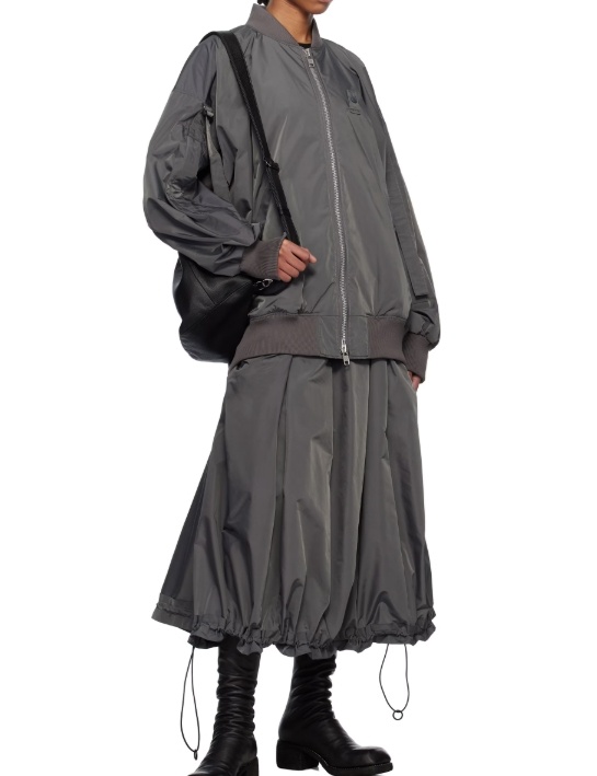Yohji Yamamoto Gray R-belted Bomber Jacket In Black