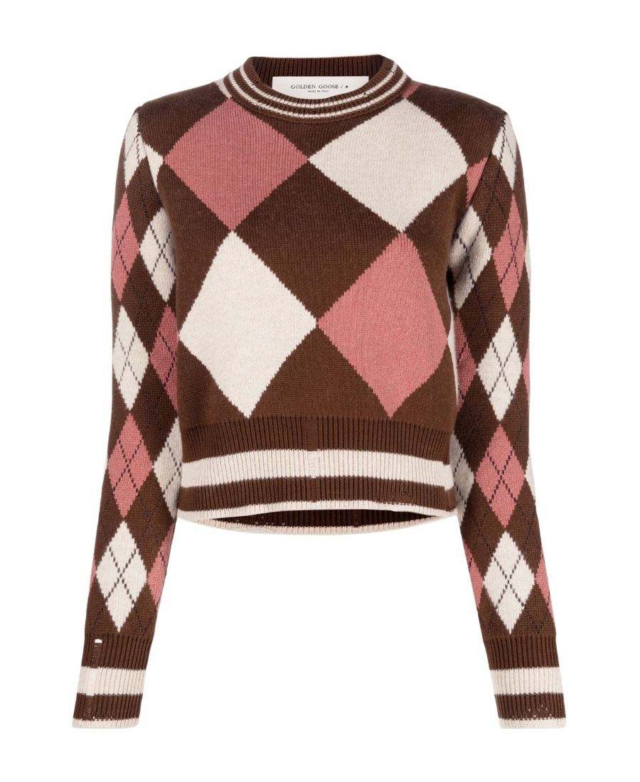 Golden Goose Intarsia-knit Long-sleeve Jumper In Brown