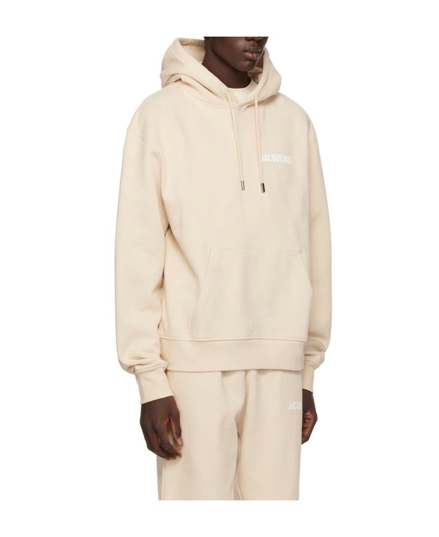 Jacquemus Le Sweatshirt Embroidered Logo Hoodie In Neutral