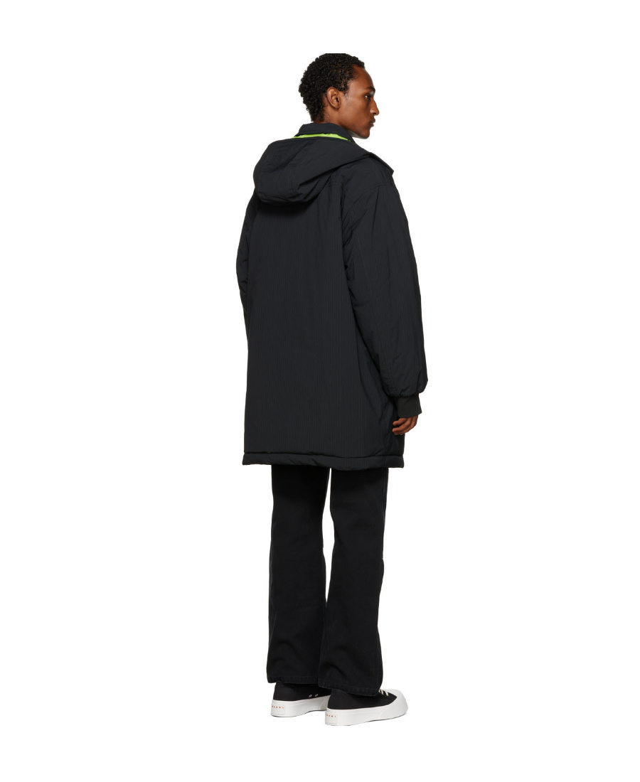 Msgm Button-up Mid-length Parka In Black