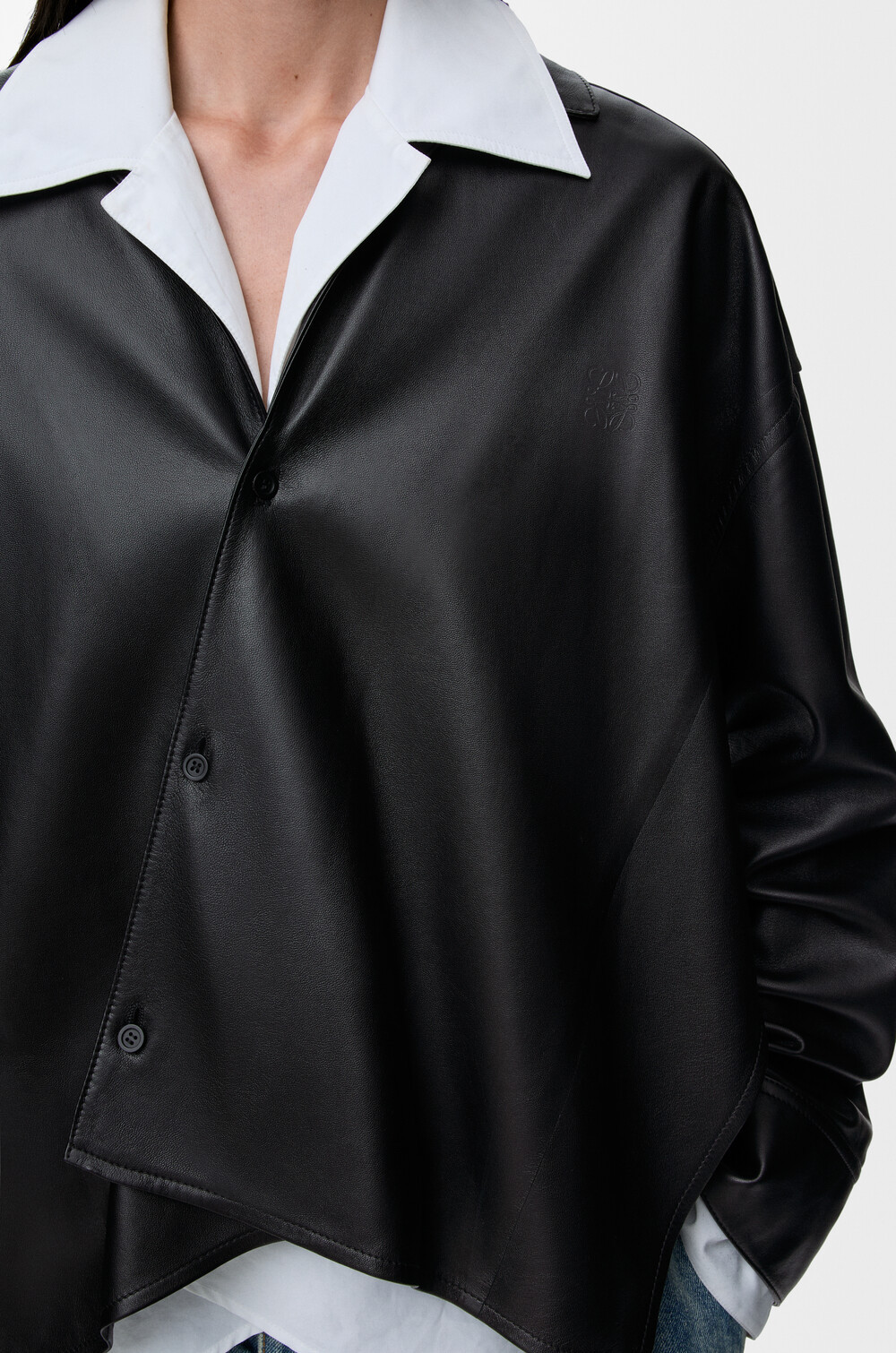 Loewe Nappa Lambskin Draped Shirt In Black