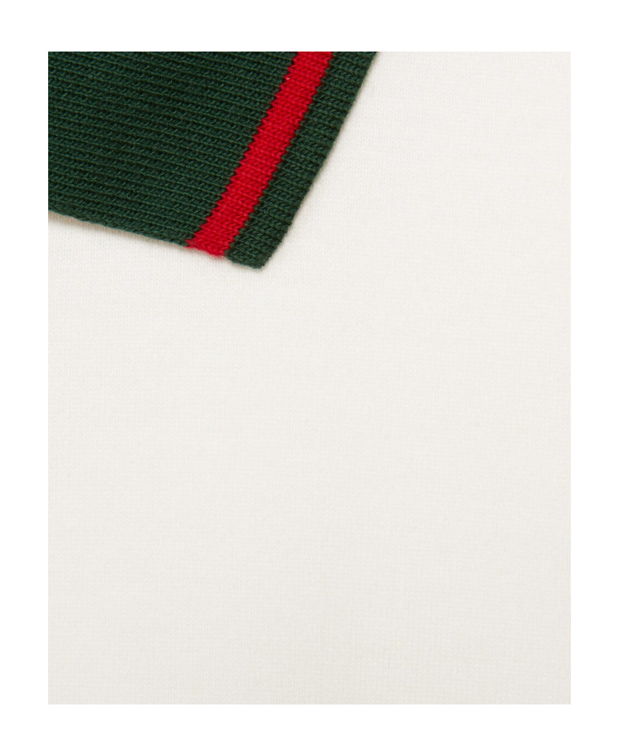 Gucci Web-stripe Jersey Polo Shirt In White