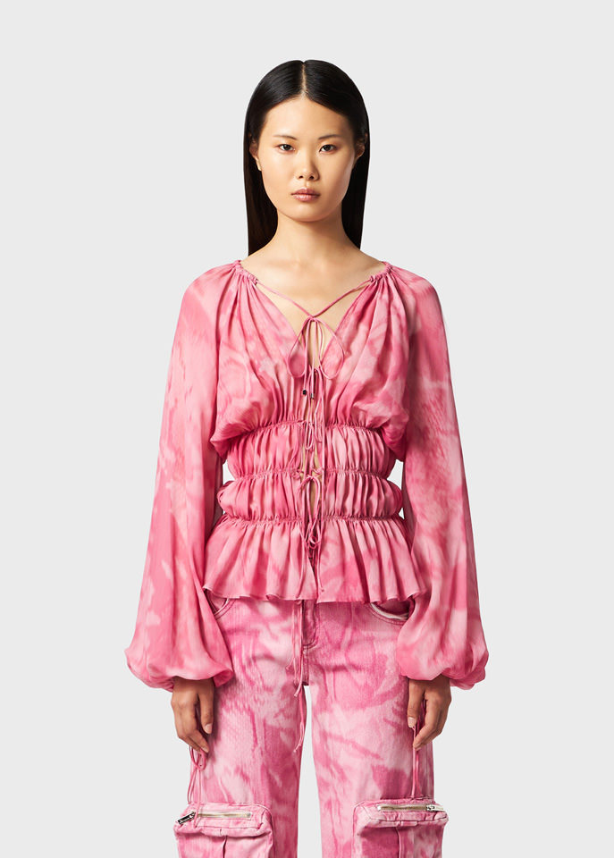 Blumarine Printed Georgette Blouse In Pink