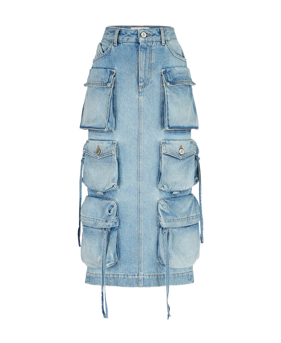 Attico Cargo Denim Skirt In Blue