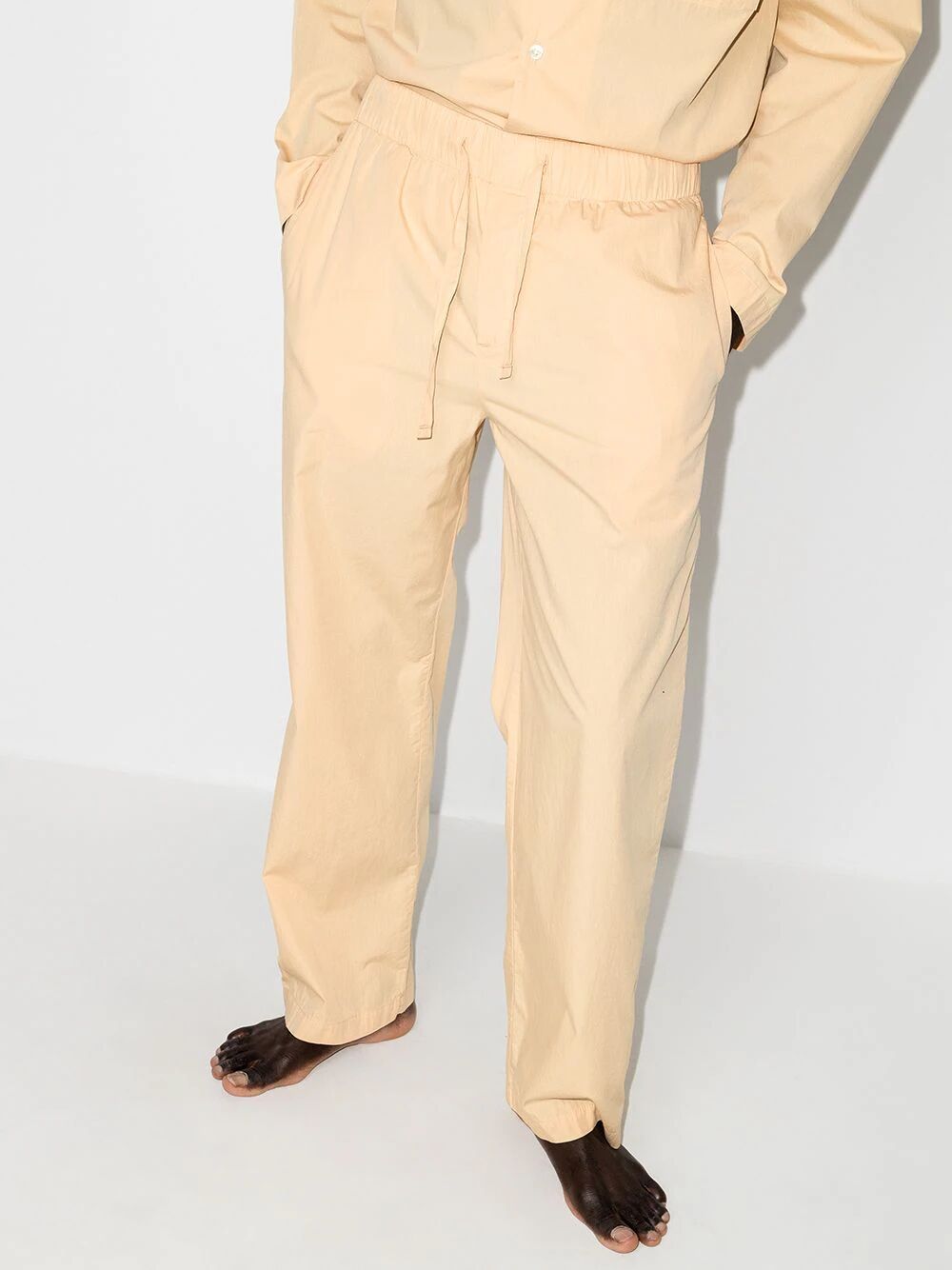 Tekla Beige Organic Cotton Pyjama Pants In Gold