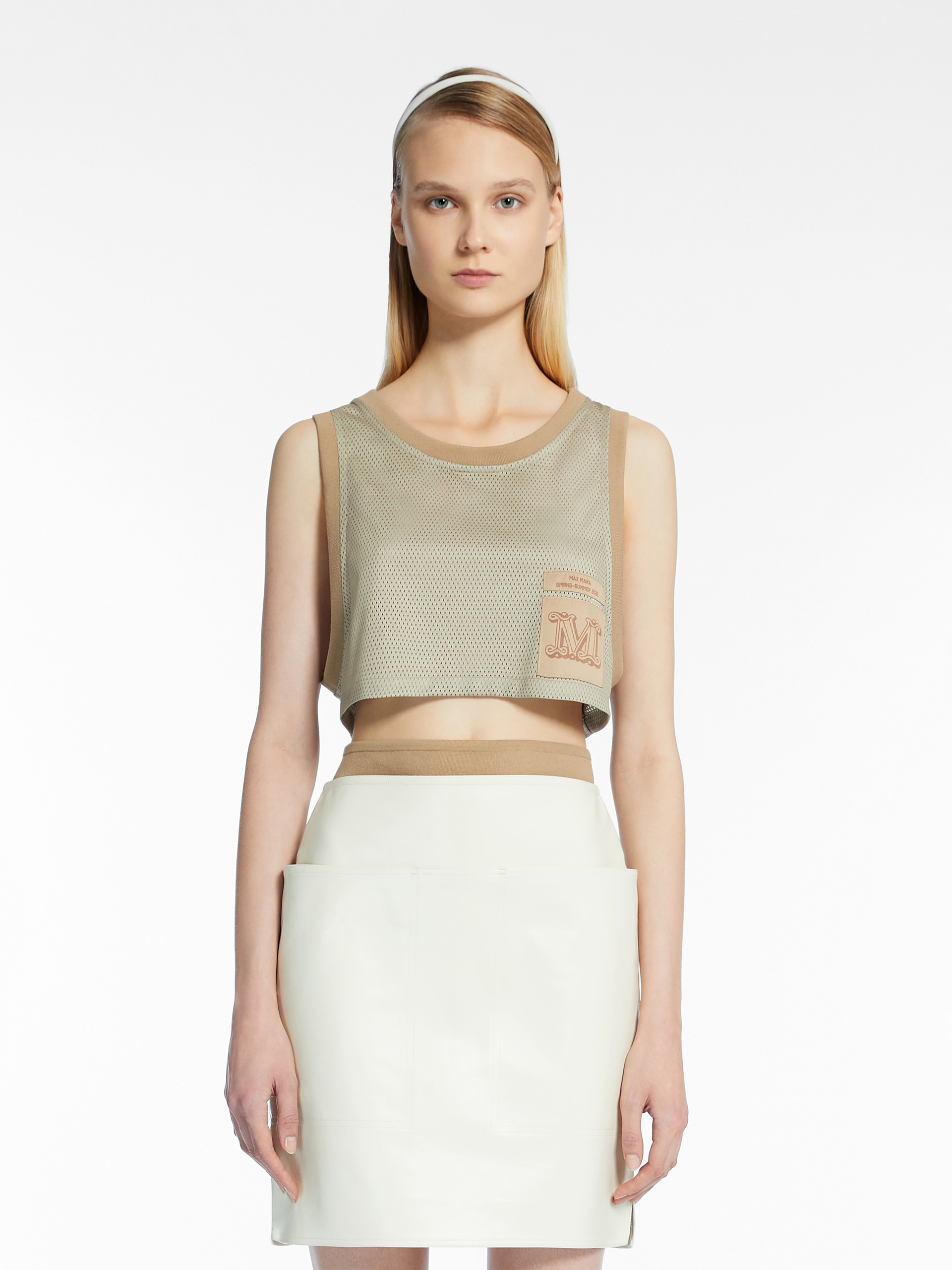Max Mara Mesh Logo Vest In Brown