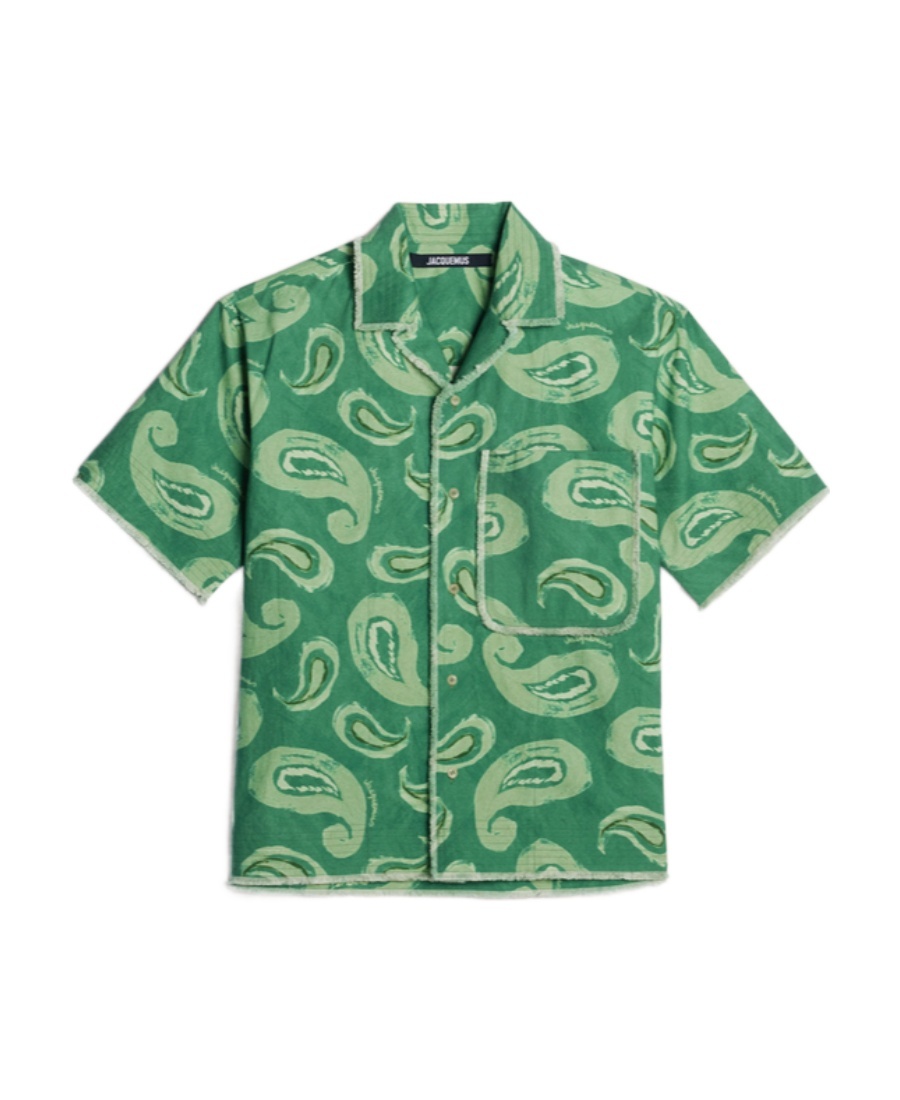 Jacquemus Artichaut Paisley-print Frayed-edge Shirt In Green