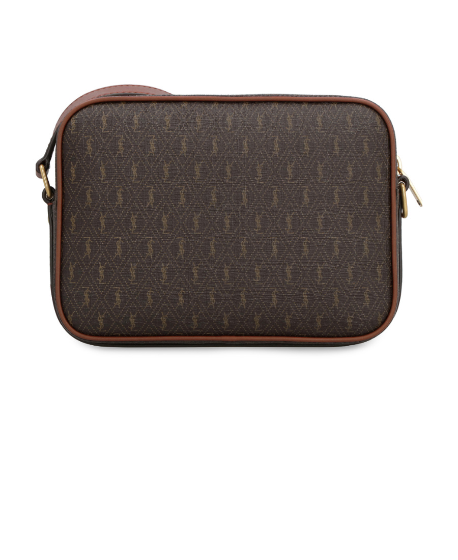 Saint Laurent Monogram-print Messenger Bag In Brown