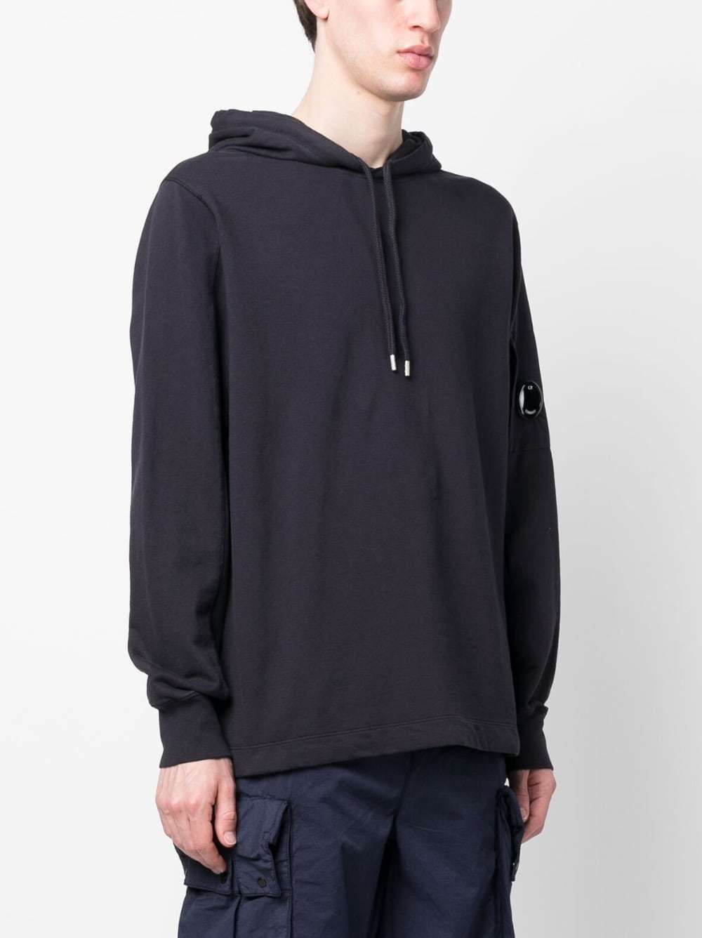 C.p. Company Logo-patch Long-sleeve Hoodie In Black