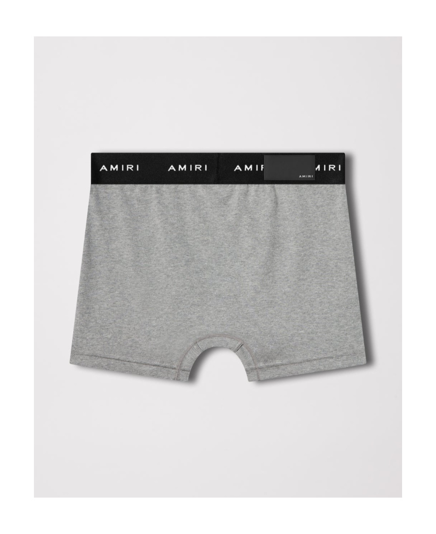 Amiri Logo-waist Cotton Boxer Shorts In Gray