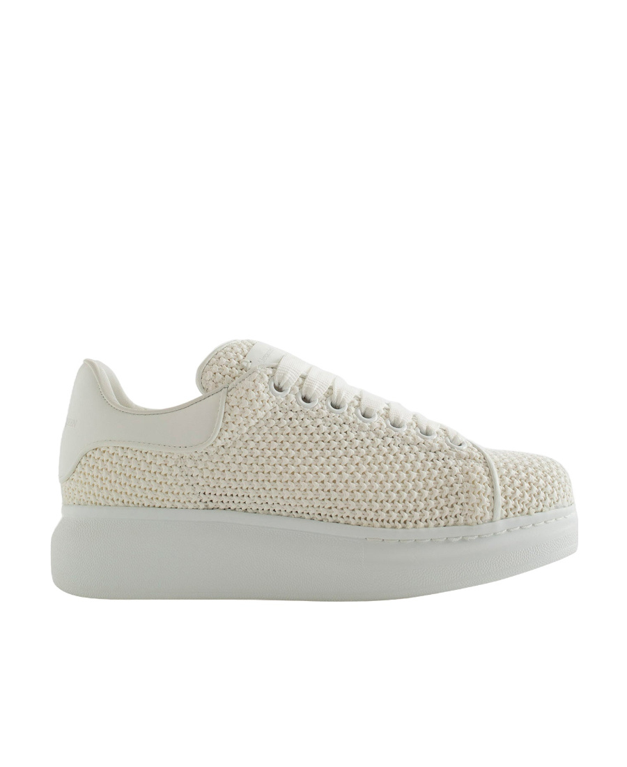 Alexander Mcqueen Knitted Lace-up Sneakers In Gray