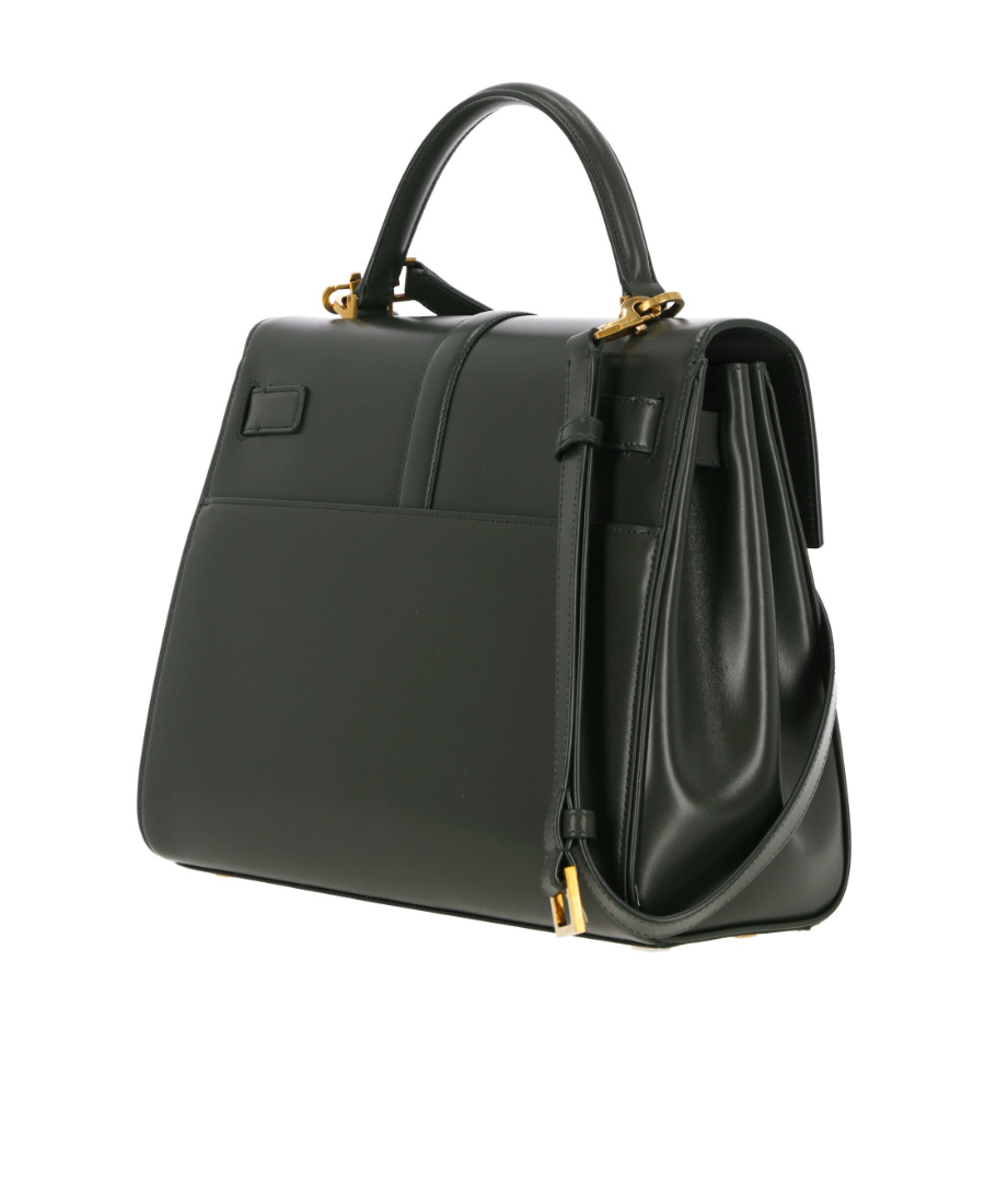 Saint Laurent Medium Fermoir Leather Shoulder Bag In Black
