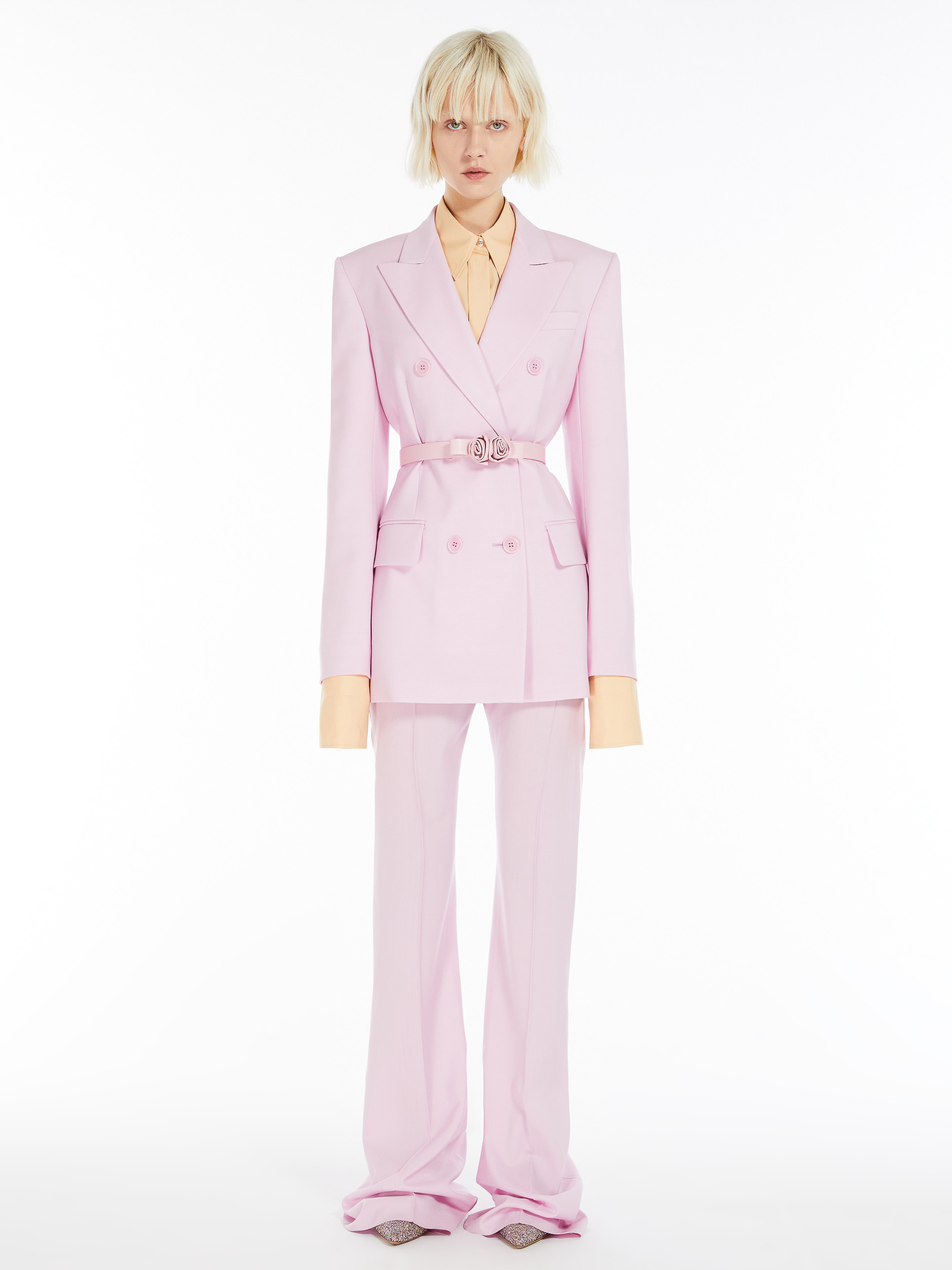 Sportmax High-rise Wool Bell Bottoms In Purple