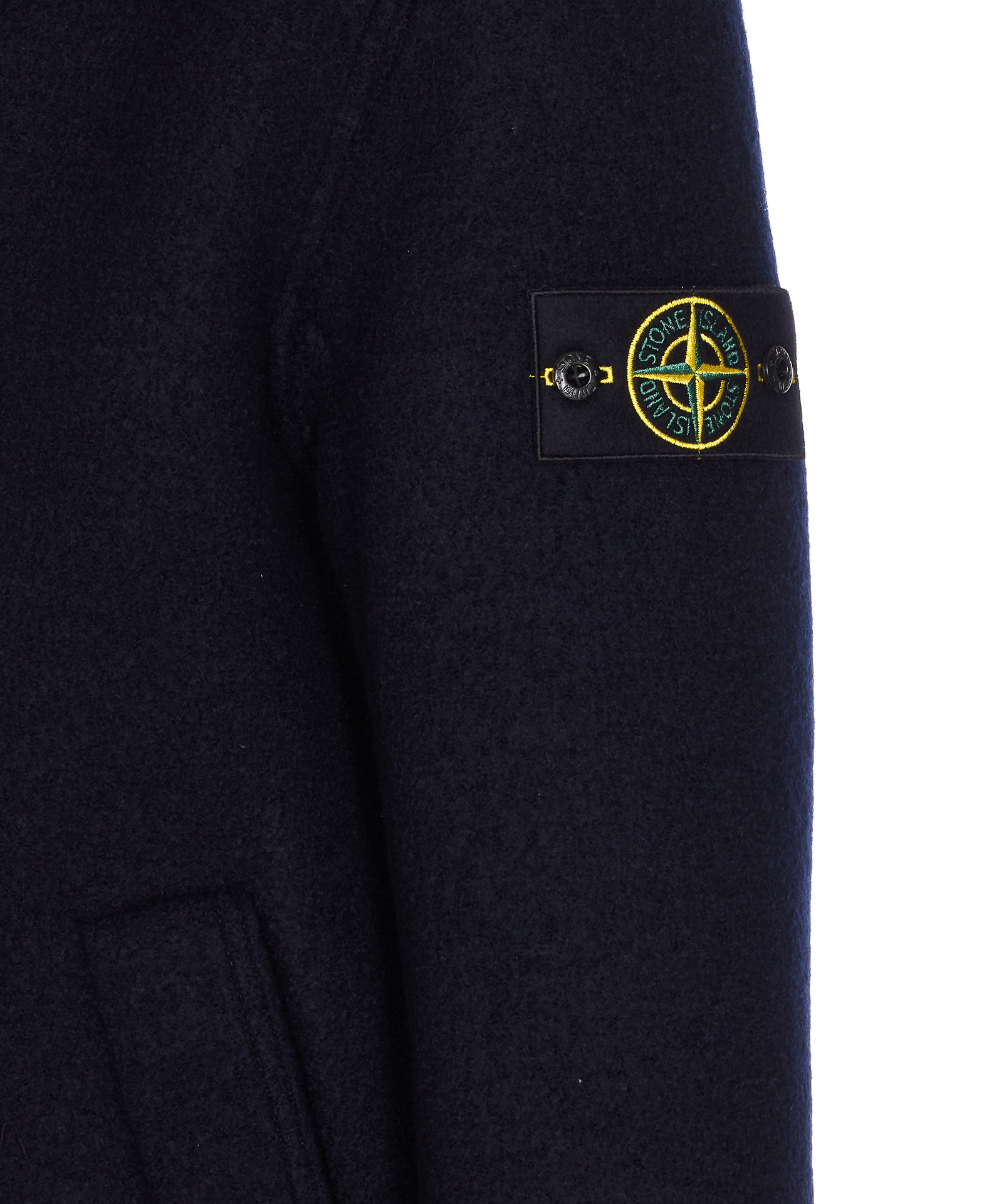 Stone Island Mens Navy Blue Felted Double-breasted Wool Jacket In Blue