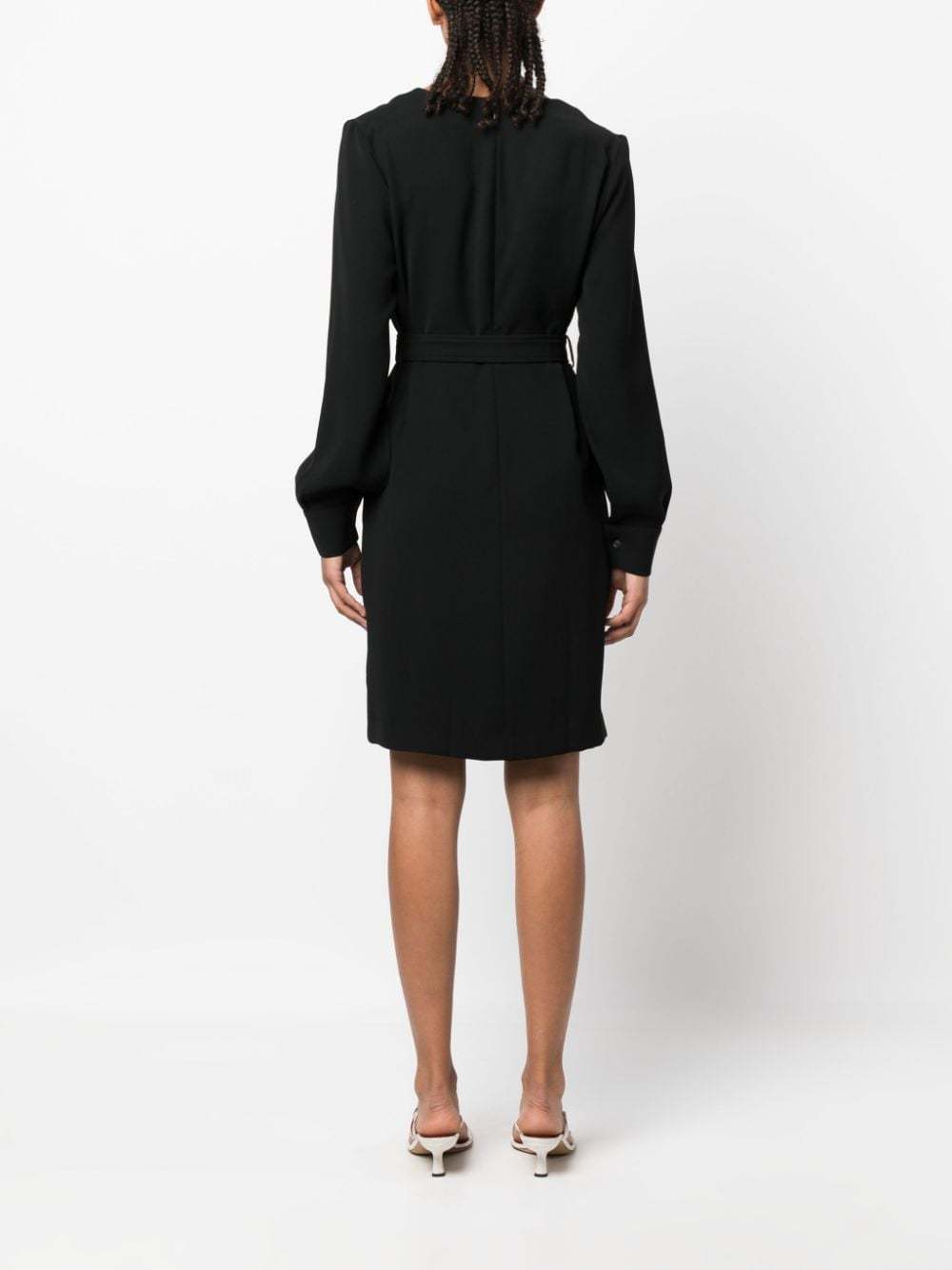 P.a.r.o.s.h Belted V-neck Above-knee Minidress In Black