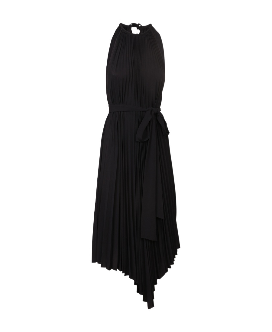 Alexandre Vauthier Halterneck Pleated Midi Dress In Black