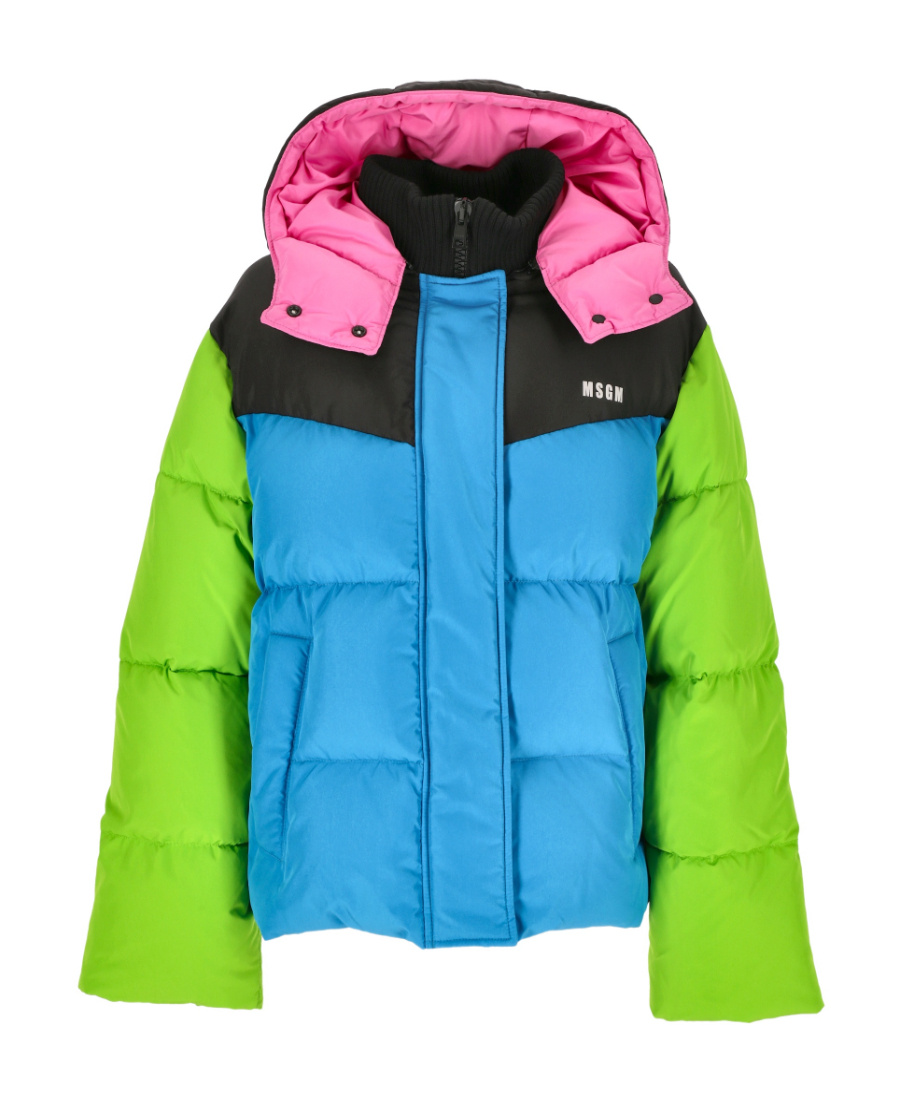 Msgm Colour-block Padded Jacket In Blue