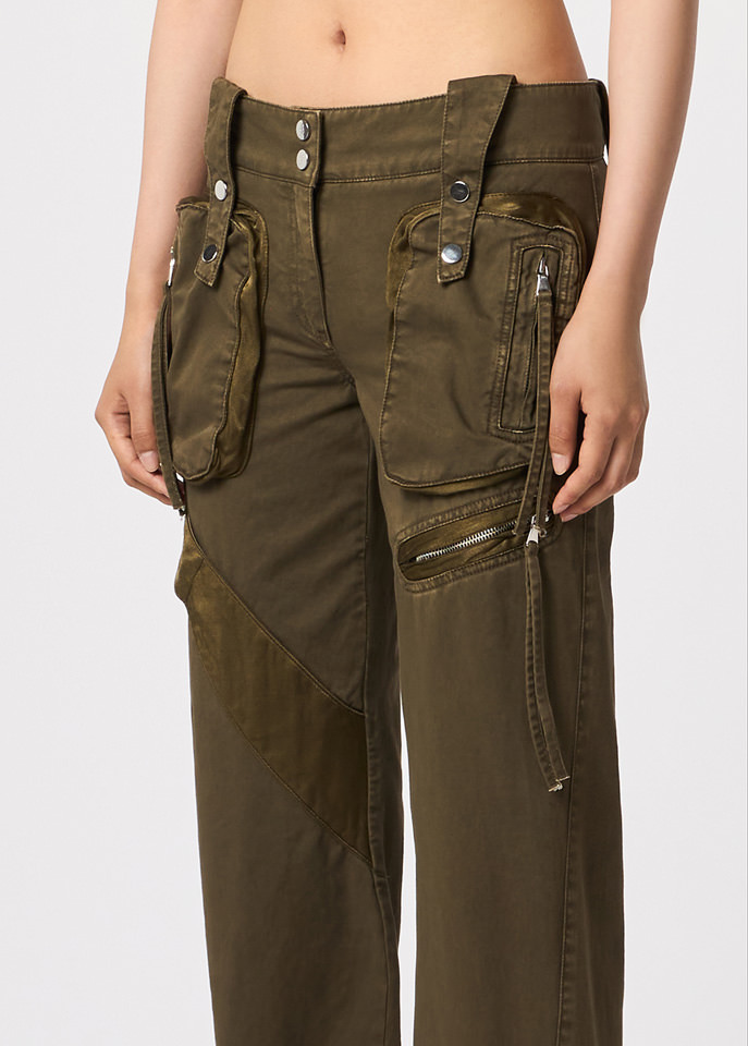 Blumarine Satin Inlaid Overalls Casual Pants In Green