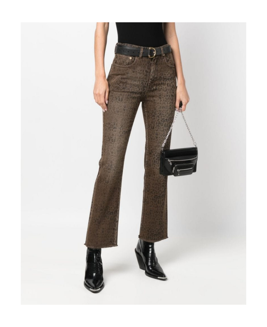 Golden Goose Faded Leopard-print Kick Flare Jeans In Brown