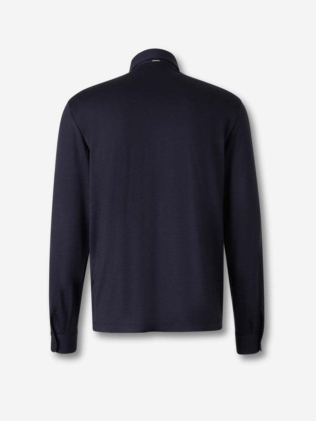 Herno Resort Polo Shirt In Soft Wool Knit In Blue