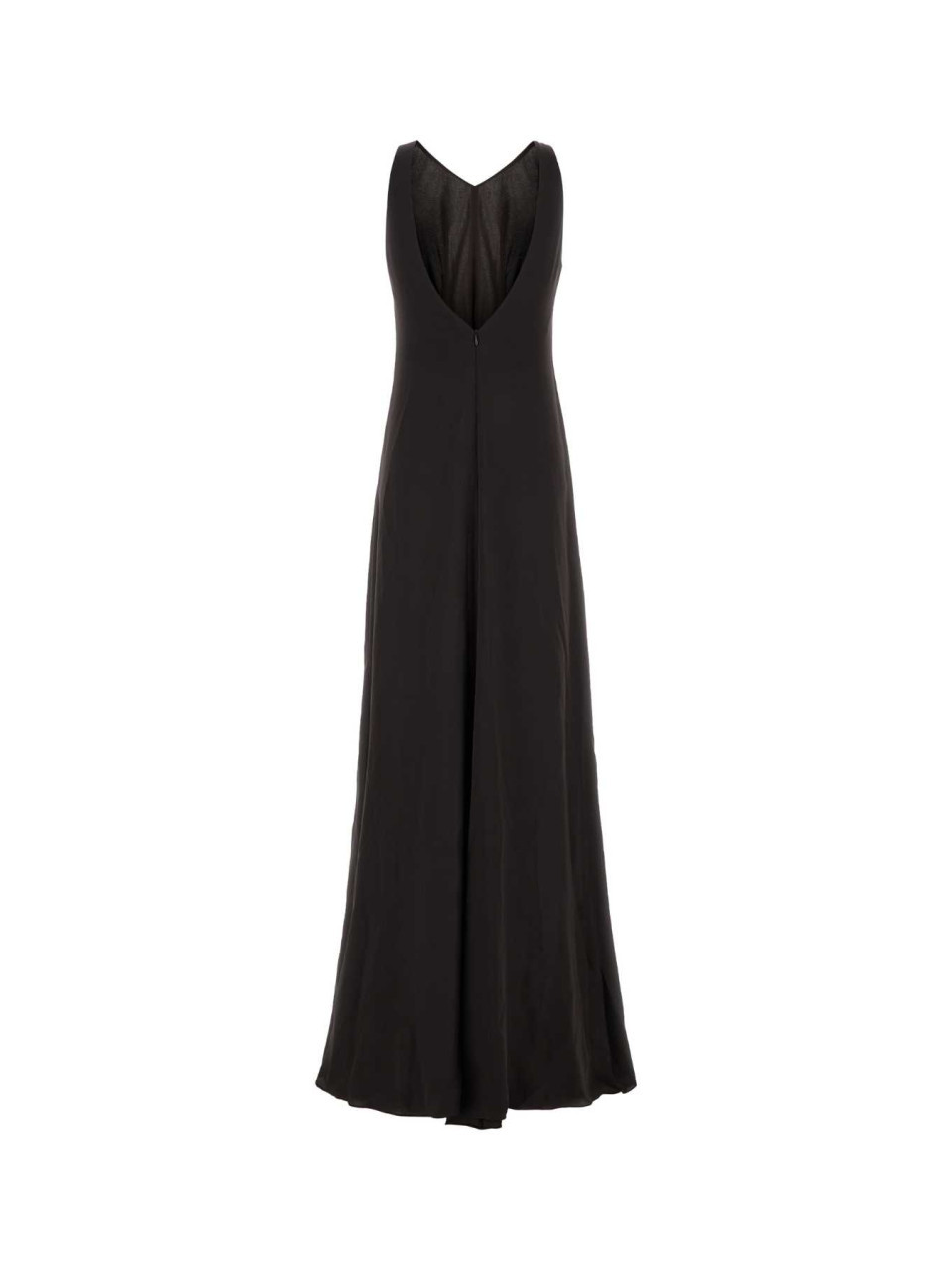 Giorgio Armani Beaded-ring Silk Georgette Backless Gown In Black