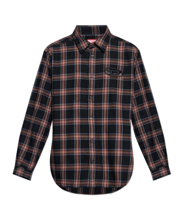 Diesel Embroidered Plaid Shirt In Multi