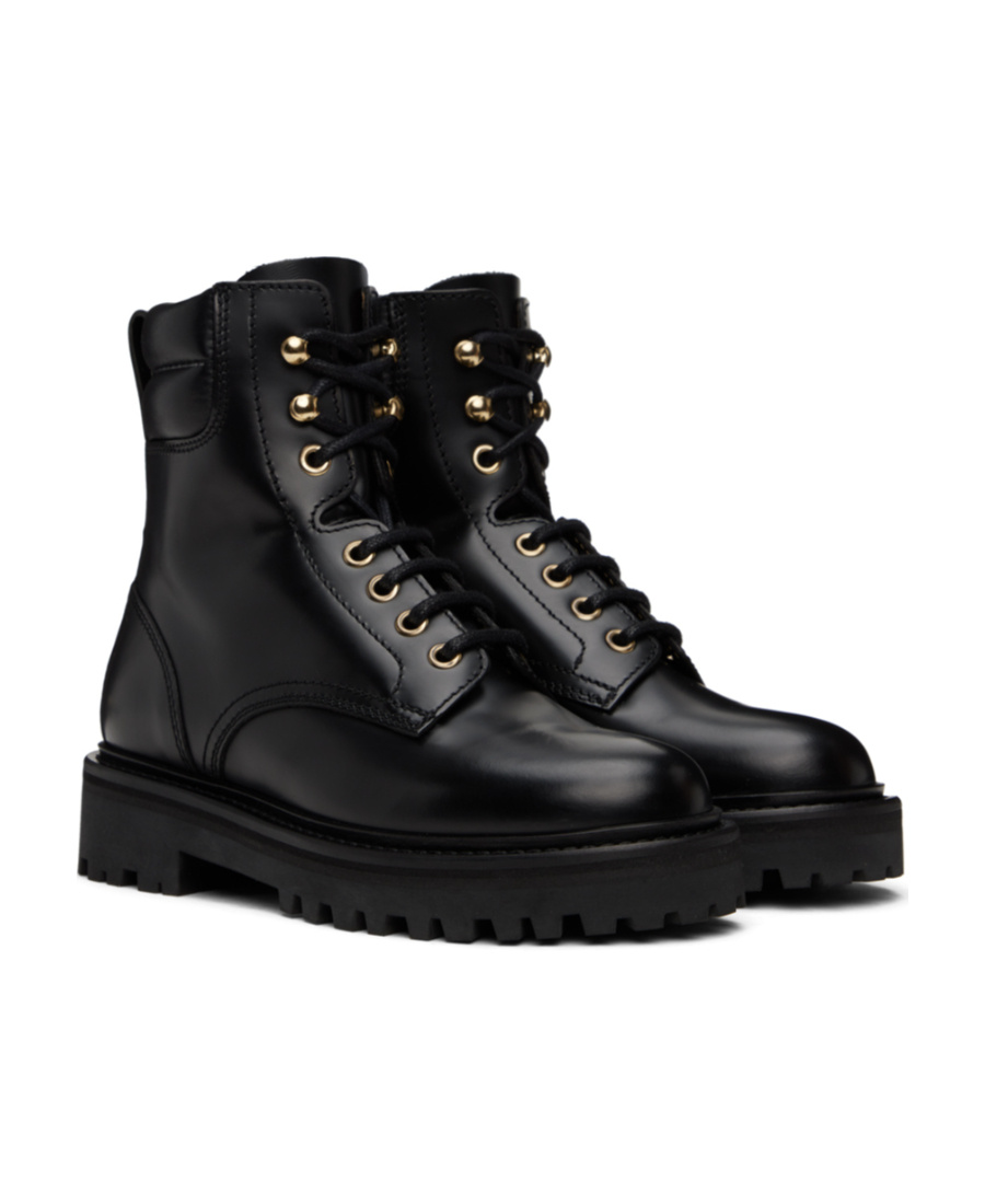 Isabel Marant Round Head Lace Up Ankle Boots In Black