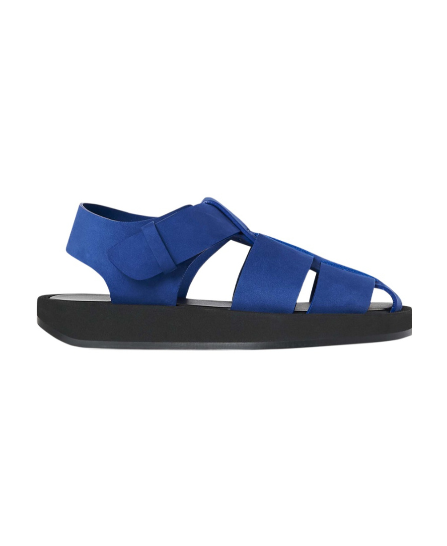 The Row Logo Fisherman Sandals In Blue